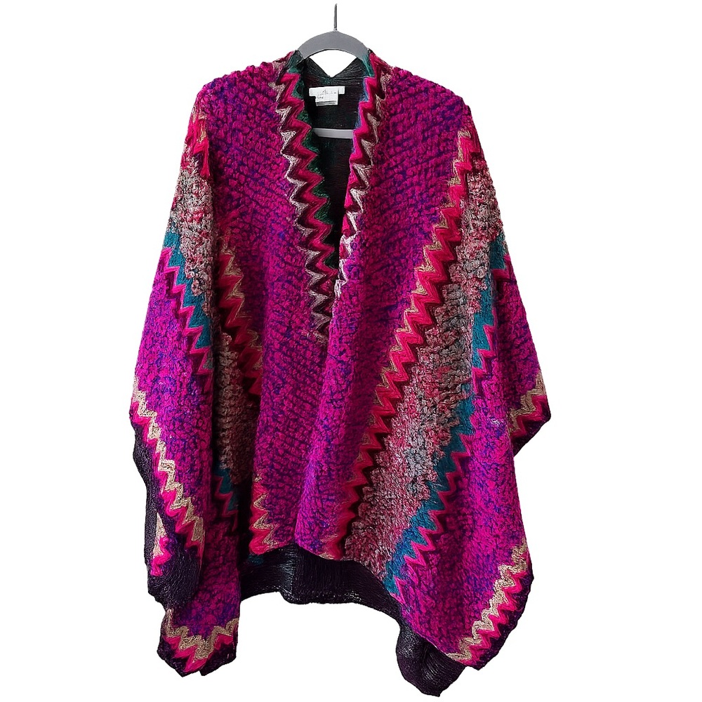 Shiraleah Pink and Purple Zigzag Poncho by Anthropology